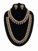 Premium Emerald Green and White AD stone Palak Set Combo