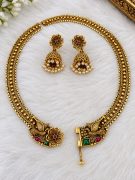 Antique Micro Gold Plated Center Open SCREW Type necklace and Matching jhumka set