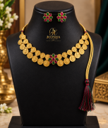 Antique Double Layer Gold Coin Necklace Set