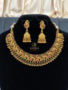 Premium Peacock Multicolour Stone Golden Necklace Set