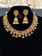 Antique Gold Finish Lakshmi & Peacock Necklace Set,