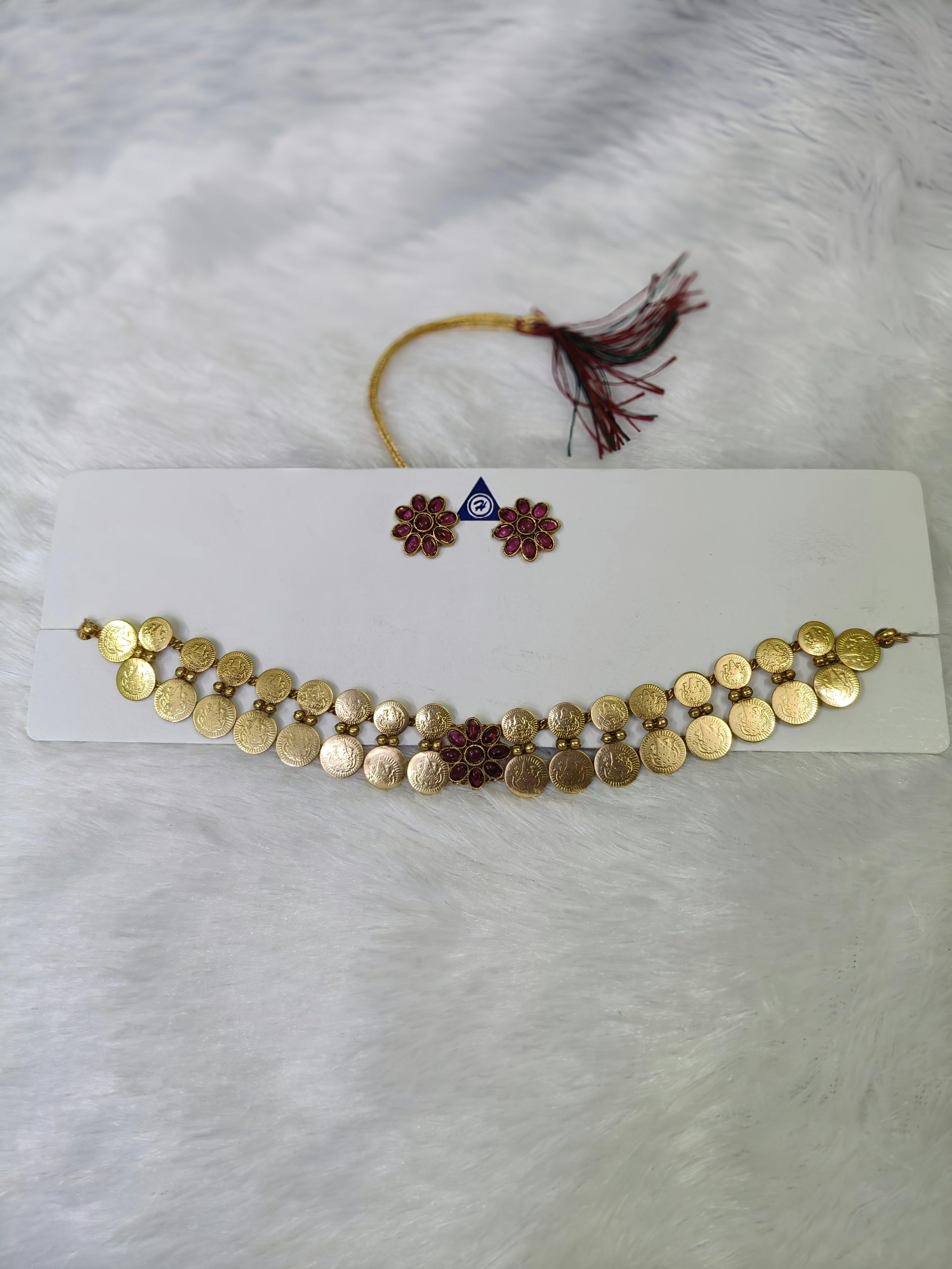 Antique Double Layer Gold Coin Necklace Set - Image 2