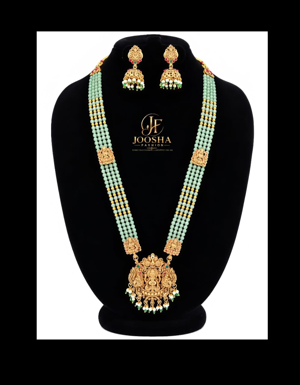 Royal Lakshmi Mint Green Beaded Long Haram