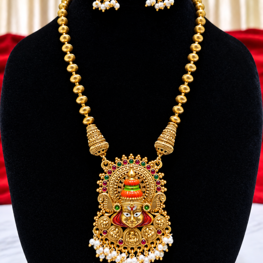 Temple-style Chain With Pendant and Earring set