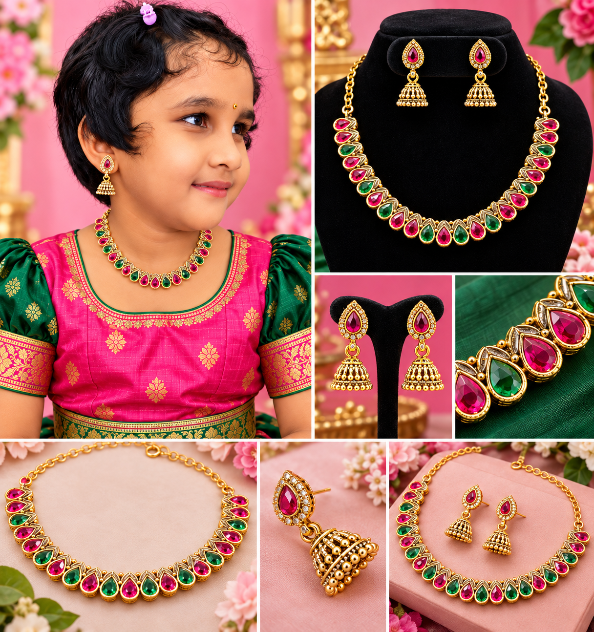 Ruby & Emerald Necklace Set For Kids & Adults💞 - Image 2