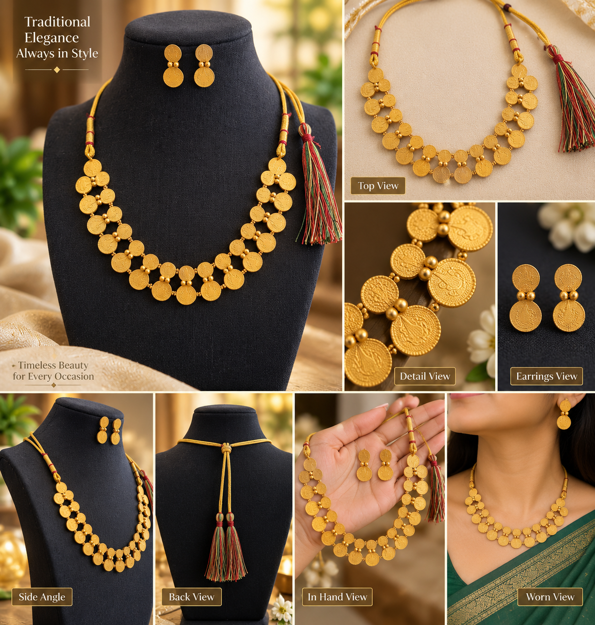 Antique Double Layer Gold Coin Necklace - Image 2