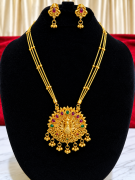 Elegant Peacock Design Gold-Finish Chain & Matching Earrings 🦚 motif