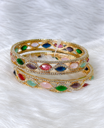 Multicolour CZ /AD Stone Designer Bangles –With Real Diamond Look