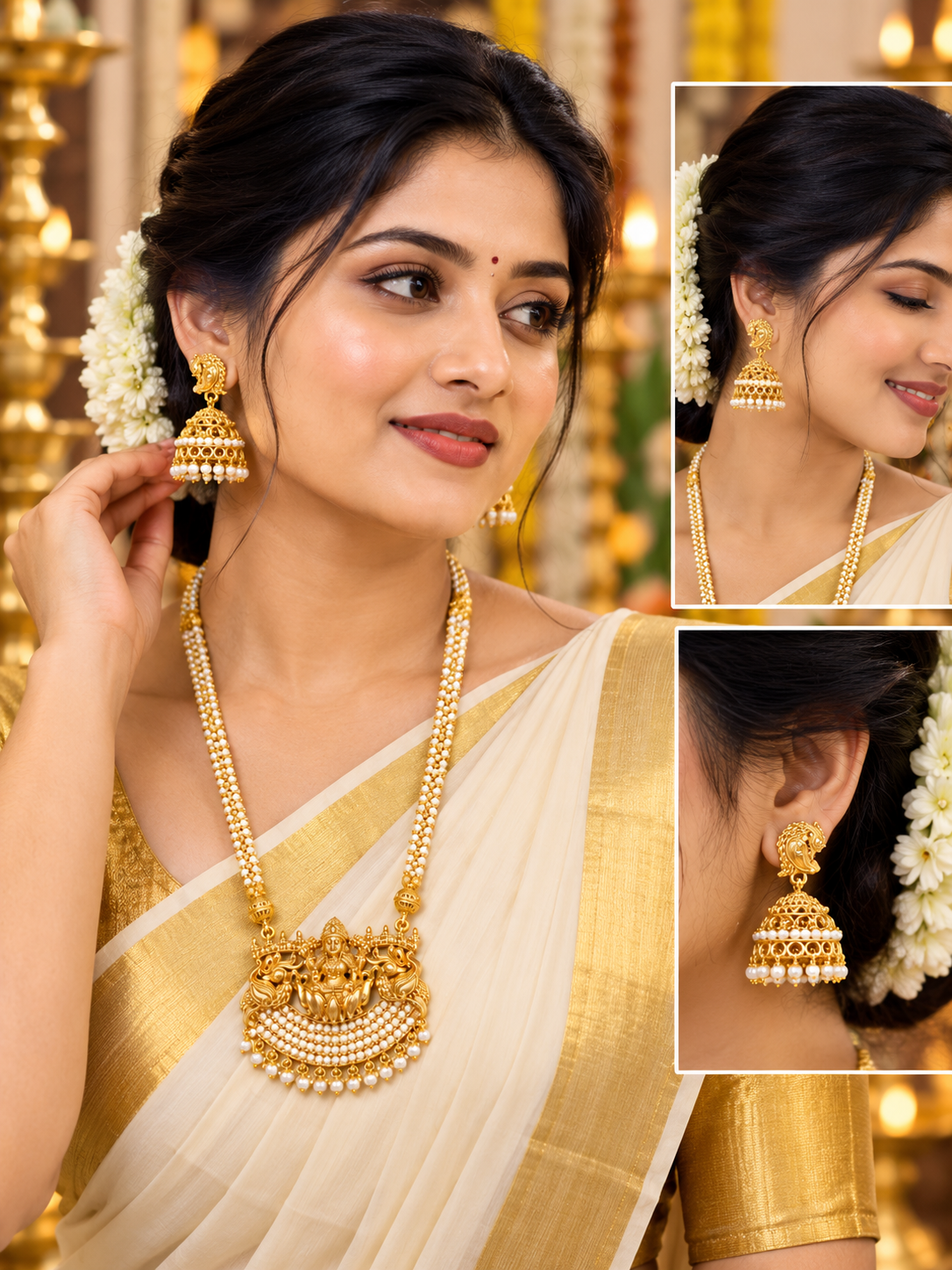 Joosha Fashion “Divine Lakshmi Elegance – A Royal Pearl Necklace Set That Steals Every ❤️ Heart!” - Image 3