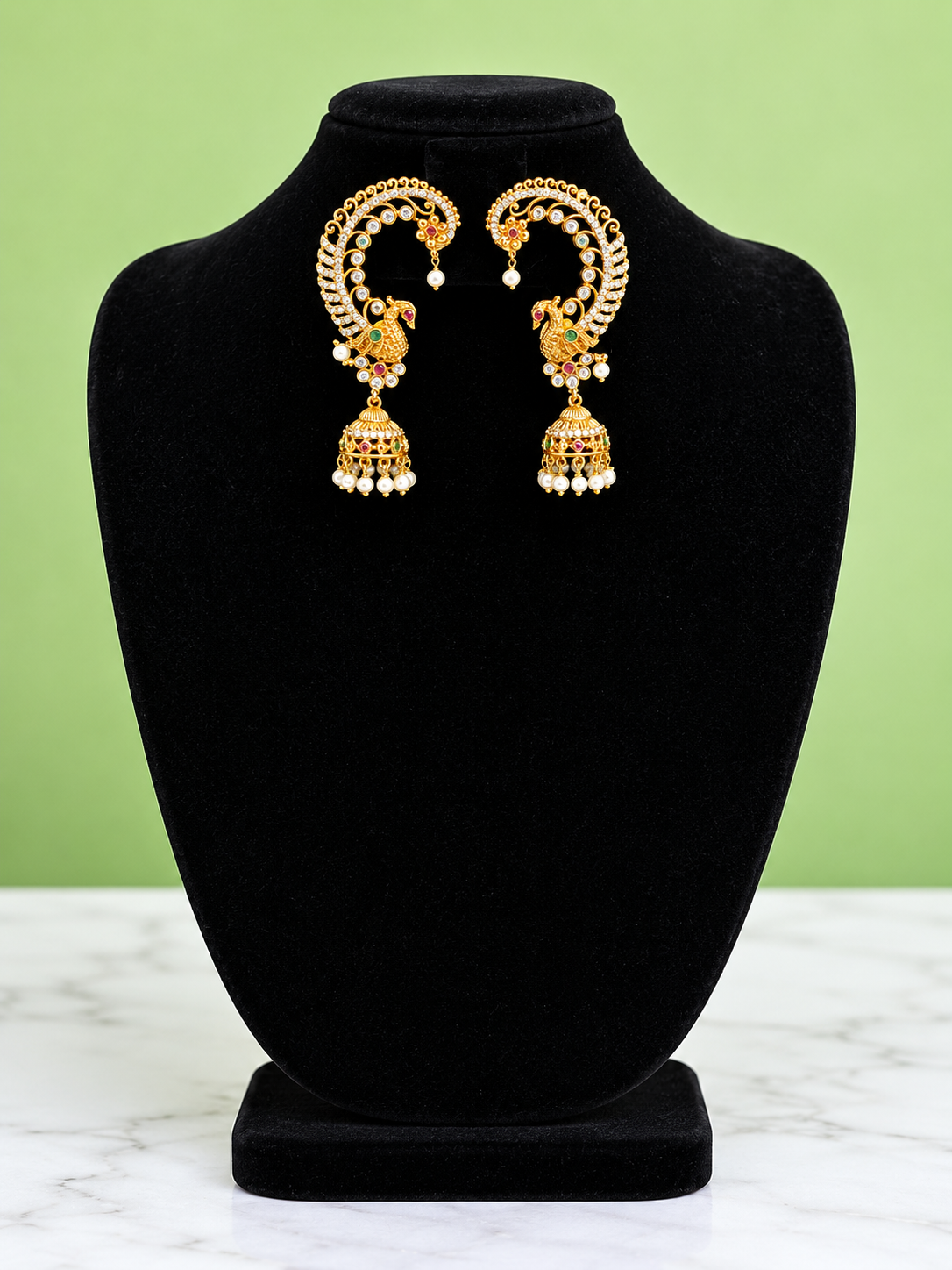 Pretty Little Jewellery for Your Little Princess, AD Stone With Pearl Statement Earrings for Kids - Image 3