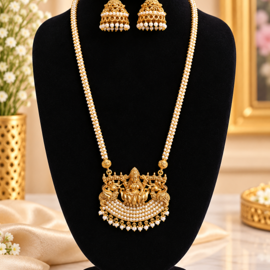 Joosha Fashion “Divine Lakshmi Elegance – A Royal Pearl Necklace Set That Steals Every ❤️ Heart!”