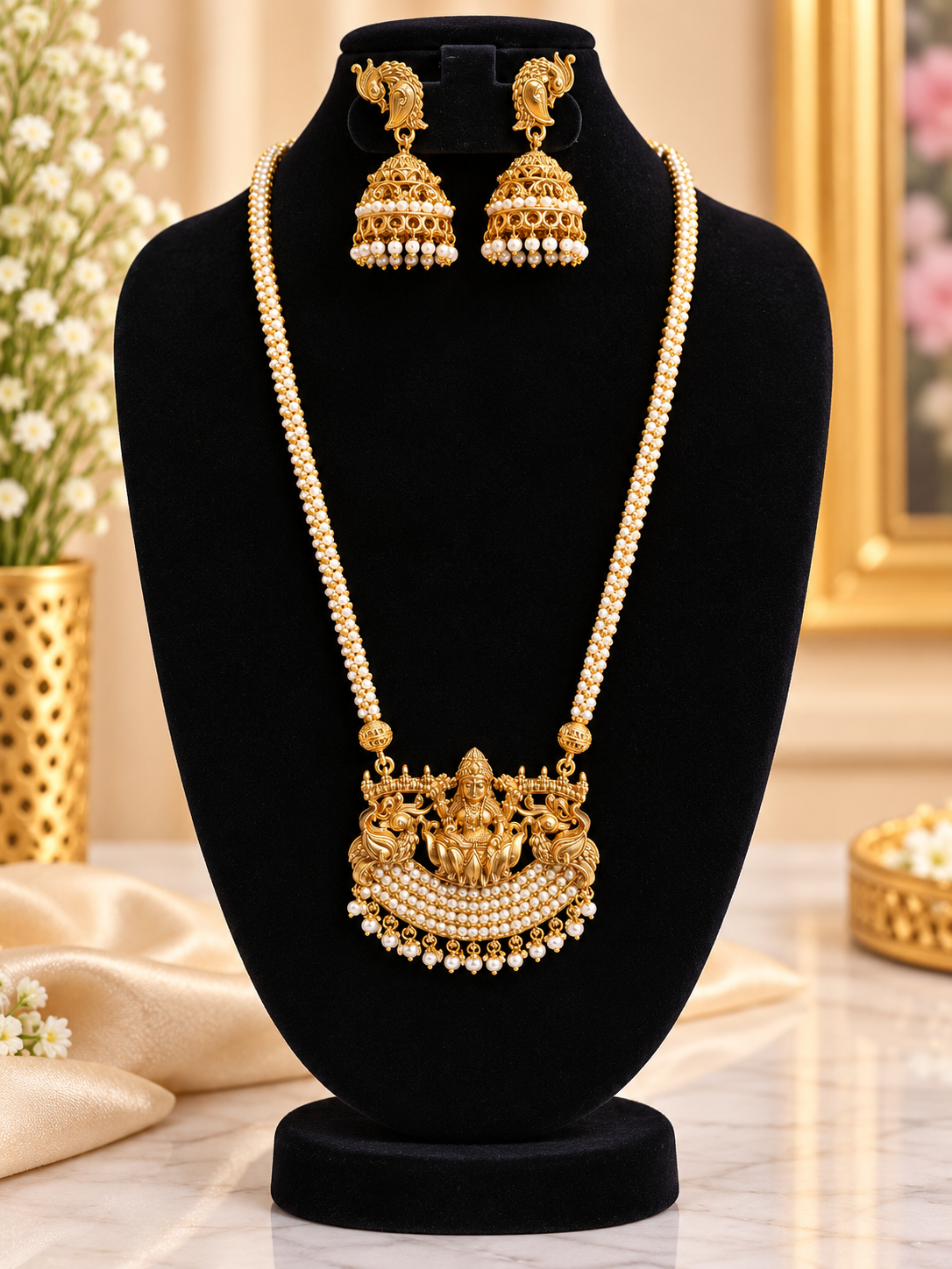 Joosha Fashion “Divine Lakshmi Elegance – A Royal Pearl Necklace Set That Steals Every ❤️ Heart!”