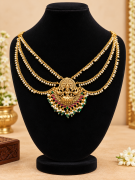 Joosha Traditional Lakshmi Devi Pearl Layered Hair Pendant Necklace