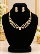 Elegant  AD Stone Necklace & Earring Set – Premium Gold-Plated Jewellery